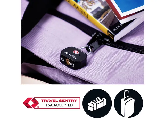 Hangslot Masterlock 2 gelijksluitend aluminium TSA zwart 30mm