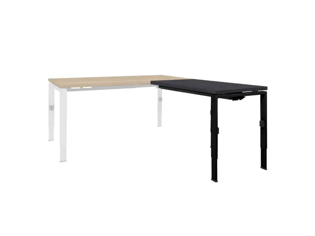 Bureau Linesto N4 aanbouwtafel 120x60cm houtprint schaduw 25mm zwart