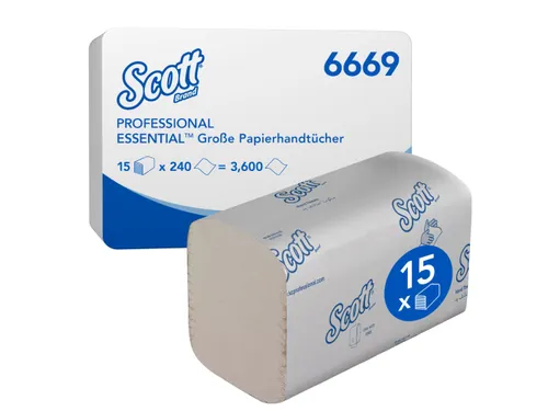 Handdoek Scott Essential i-vouw 1-laags 20x32cm 15x240stuks wit 6669