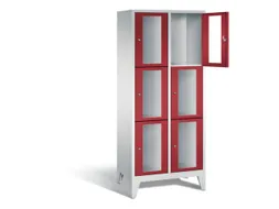 lockerkast 1850x810x500mm 2x3 vakken Cilinderslot Poten, RAL3003
