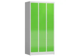 Lockerkast 1800x870x500mm 3x4 vakken cilinderslot, sokkel, RAL6018