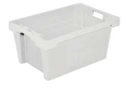 Euronorm Draaistapelbak 300x600x400mm Wanden/bodem Gesloten Wit 50l