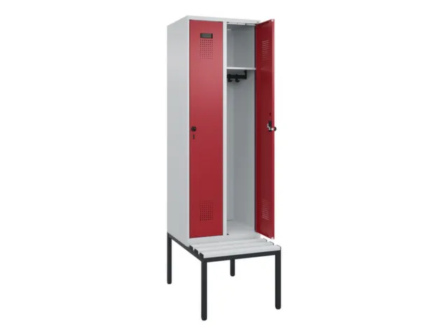 locker met bank,HxBxD 2120x600x815mm,2vak,vak B 300mm,draaigrendel
