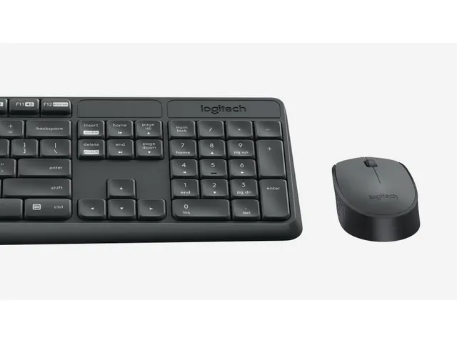 Logitech Draadloos Toetsenbord MK235 QWERTY + Compacte muis Zwart