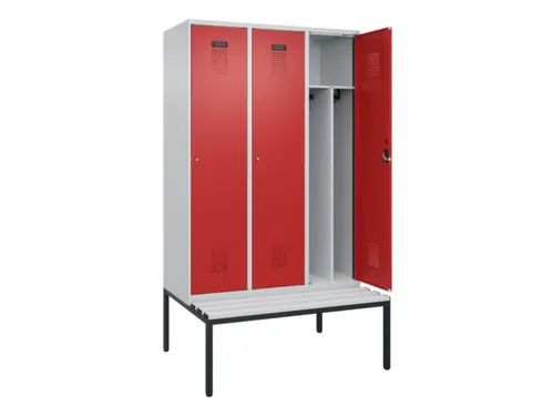 locker met bank,voor scheiding van kleding,HxBxD 2120x1200x815mm,3vak