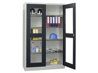 Vitrinekast Hxbxd 1950x1200x500mm Draaideuren Ral7035 Front Ral7016 - 1