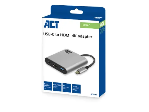USB-C Multiport Adapter Voor 1 HDMI Monitor Grijs