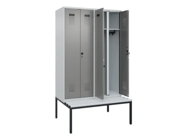 locker met bank,voor scheiding van kleding,HxBxD 2120x1200x815mm,4vak