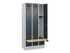 locker met bank,HxBxD 1950x900x815mm,3vak,vak B 300mm,cilinderslot