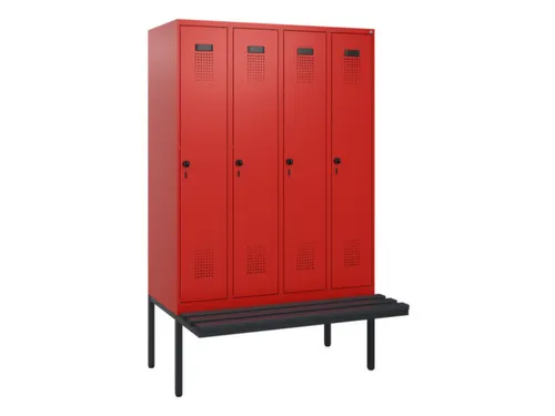 locker met bank,HxBxD 1950x1200x815mm,4vak,vak B 300mm,draaigrendel