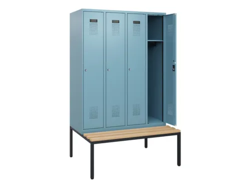 locker met bank,HxBxD 1950x1200x815mm,4vak,vak B 300mm,cilinderslot