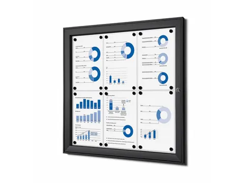 Vergrendelbaar Mededelingenbord Indoor/ Outdoor 6xA4 Zwart