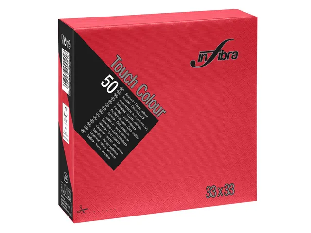 Servet Infibra I-0297 33x33cm 1/4 vouw 2-Laags Rood 900 Stuks