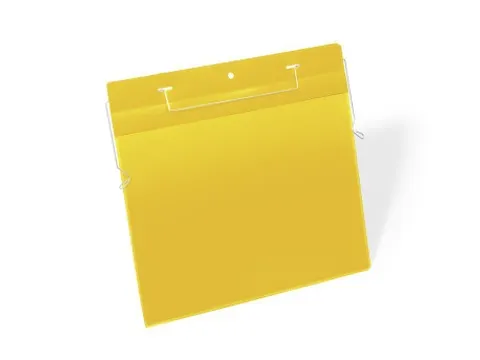 Hoes met ophangbeugel A4 liggend Geel