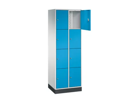lockerkast,RAL 7035/RAL 5012,HxBxD 1950x620x500mm,2x4vakken,cil.-slot