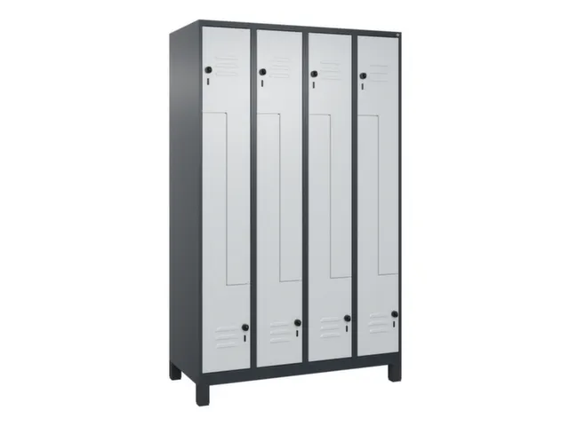 Z-garderobekast,HxBxD 1950x1200x500mm,vak B 150/300mm,draaigrendel