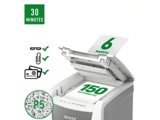 Papiervernietiger Leitz IQ Auto+ Office 150 P-5 snippers 2x15mm - 2