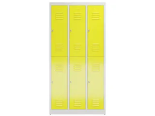 Dubbeldekse garderobekast 1800x870x500mm 3x2vak klink RAL7035 RAL1018 - 2
