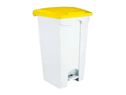Contitop,afvalbak met pedaal 90L wit/geel/VE:3