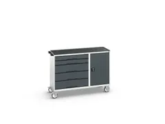 montagetafel,HxBxD 965x1300x550mm,staalblad,uitrusting: 5laden,kast