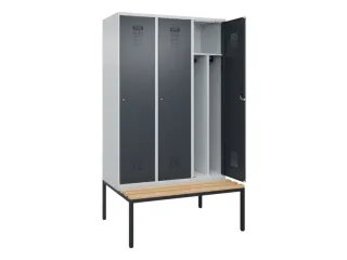 locker met bank,voor scheiding van kleding,HxBxD 2120x1200x815mm,3vak - 1