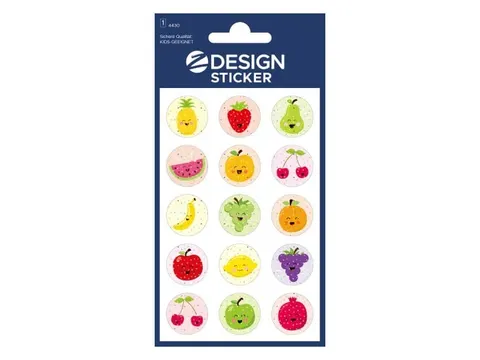 Glitteretiket Z-design Fruit smileys, pakje à 1 vel