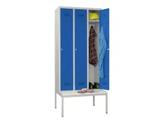 locker met bank,HxBxD 2150x900x500mm,3vak,RAL7035,front RAL5010