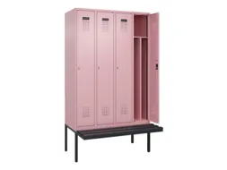 locker met bank,voor scheiding van kleding,HxBxD 2120x1200x815mm,4vak