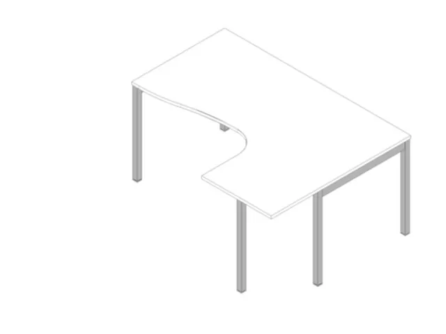 Bureau d’angle 730x1600x1200mm 4 pieds retour à droite blanc/alu