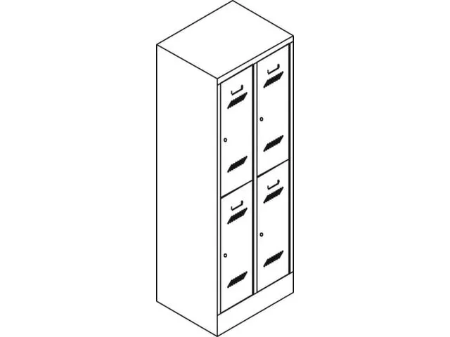 dubbeldekse locker,HxBxD 1850x1200x500mm,3x2vak.,RAL7035,front RAL5010