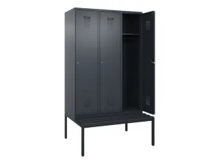 locker met bank,HxBxD 2120x1200x815mm,3vak,vak B 400mm,cilinderslot - 1