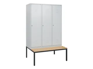 locker met bank,HxBxD 1950x1200x815mm,3vak,vak B 400mm,cil.-slot - 1
