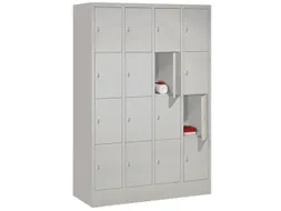 lockerkast,RAL 7035,HxBxD 1850x1200x500mm,4x4vakken,vak B 300mm