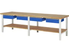 werkbank,HxBxD 790-1140x3000x900mm,beukblad,draagverm. 750kg