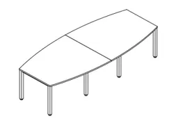 vergadertafel,HxBxD 740x2800x1200mm,vatvormig,Bl-wit