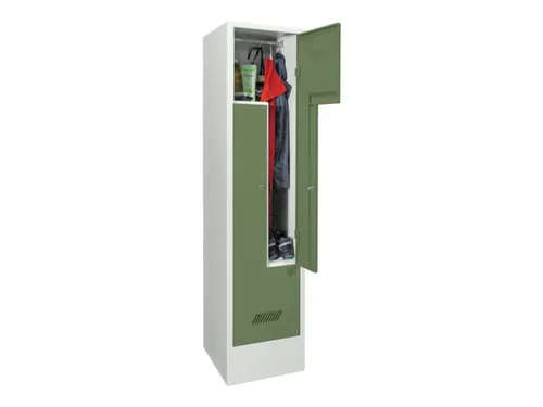 Z-garderobekast,HxBxD 1850x400x500mm,vak B 400mm,RAL7035,front RAL6011
