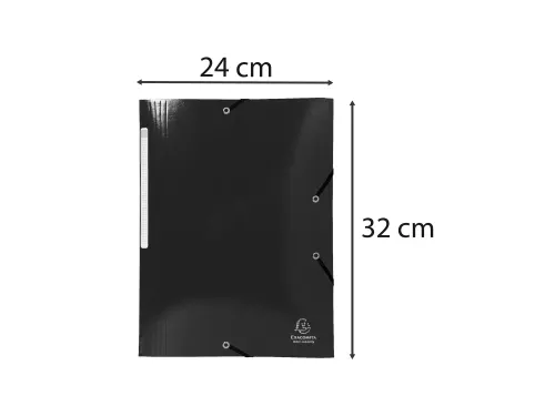 Elastomap A4 3 kleppen IDERAMA Maxi Capacity glanskarton zwart