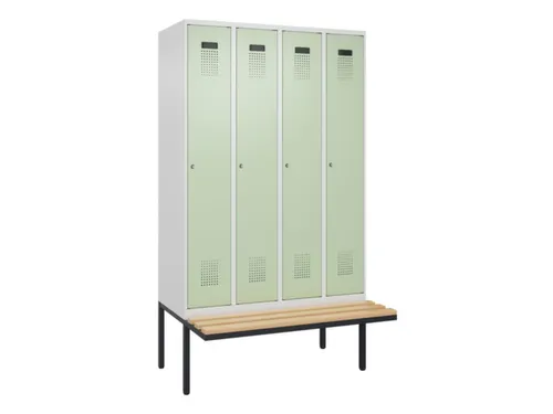 locker met bank,voor scheiding van kleding,HxBxD 2120x1200x815mm,4vak