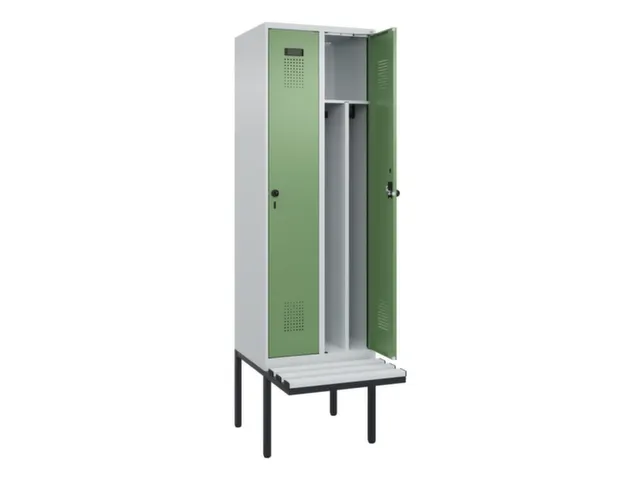 locker met bank,voor scheiding van kleding,HxBxD 2120x600x815mm,2vak