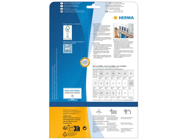 HERMA 10908 Power Etiketten A4 105x48mm Wit 300 stuks