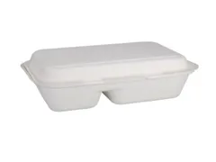 Menubak 2-vaks 1000ml 25x16x6cm Suikerrietpulp 50 Stuks