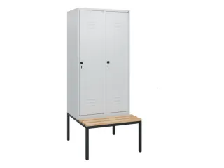 locker met bank,HxBxD 1950x800x815mm,2vak,vak B 400mm,draaigrendel - 1