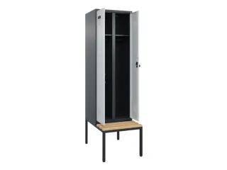 locker met bank,voor scheiding van kleding,HxBxD 2120x600x815mm,2vak - 1