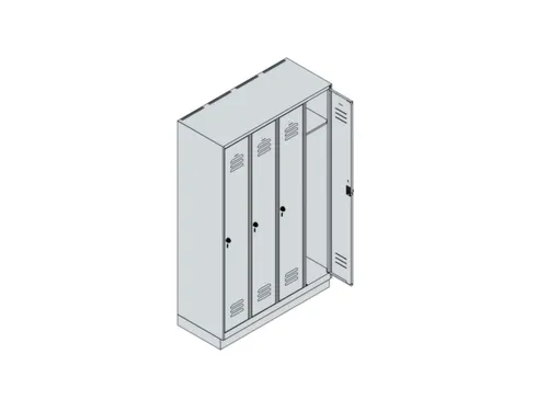 locker,HxBxD 1950x1200x500mm,4vak,vak B 300mm,draaigrendel,sokkel