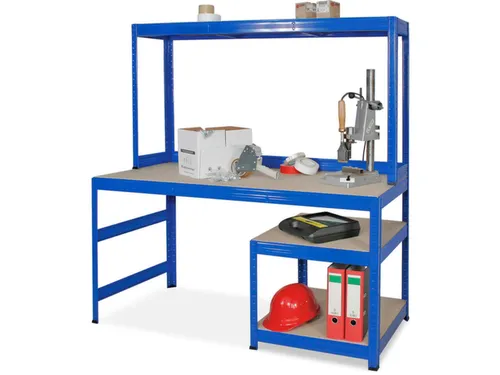 montagetafel,HxBxD 900x1500x600mm,blad hout,4voeten RAL5010