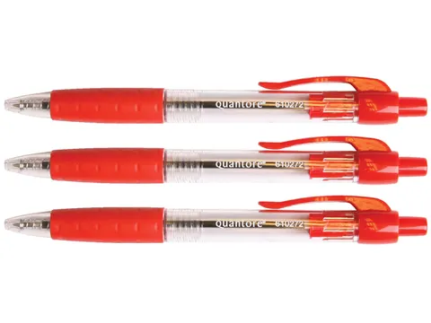 Balpen Quantore Grip drukknop rood medium