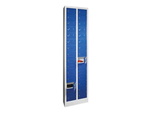 lockerkast,HxBxD 1950x460x200mm,2x15vakken,RAL7035,front RAL5010