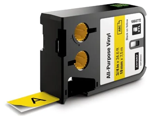 Dymo Xtl Rubans Ft 19 Mm, Noir Sur Jaune, Vinyle