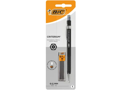 Vulpotlood Bic Criterium HB 0.5mm incl 12 stiften zwart blister à 1st