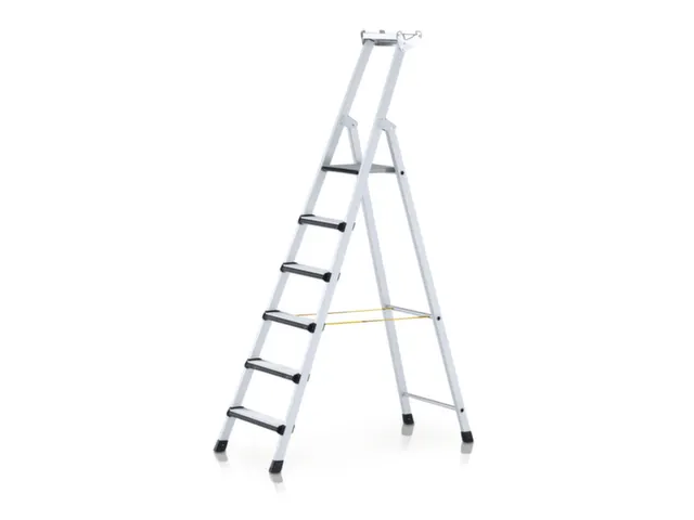 trapladder,eenzijdig,7treden,m. bekleding,stand H 1,75m,balk L 2,6m
